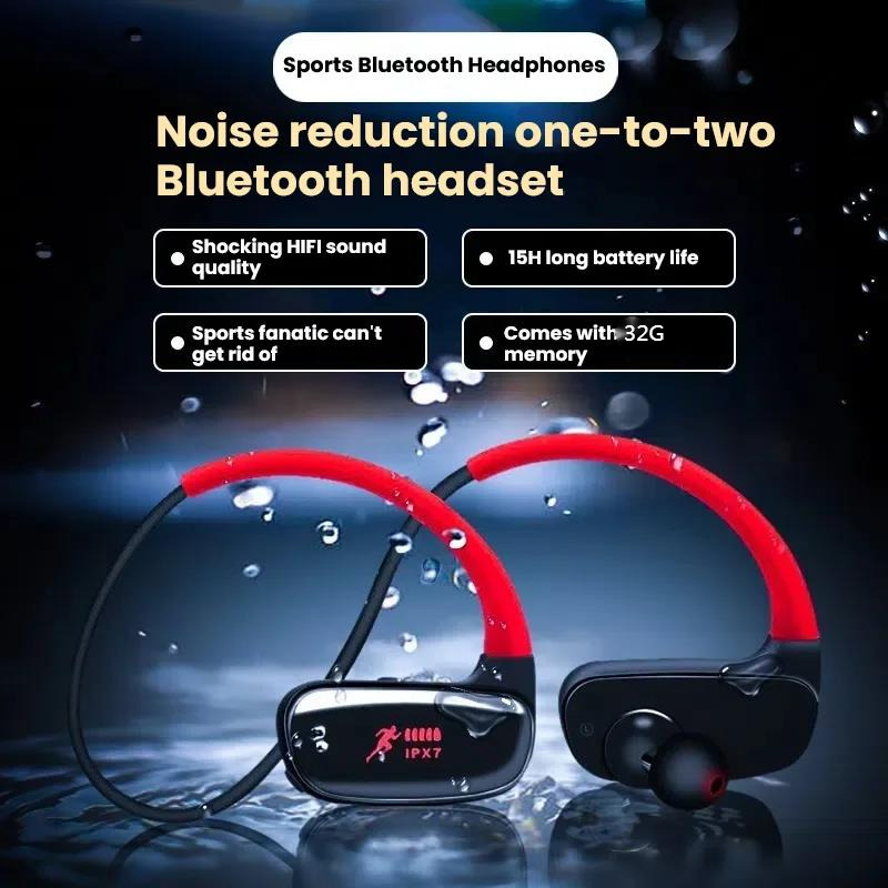 Dj Headphones Professional - Professionelle Schwimm-Bluetooth-Kopfhörer, IPX7 wasserdicht, mit 32