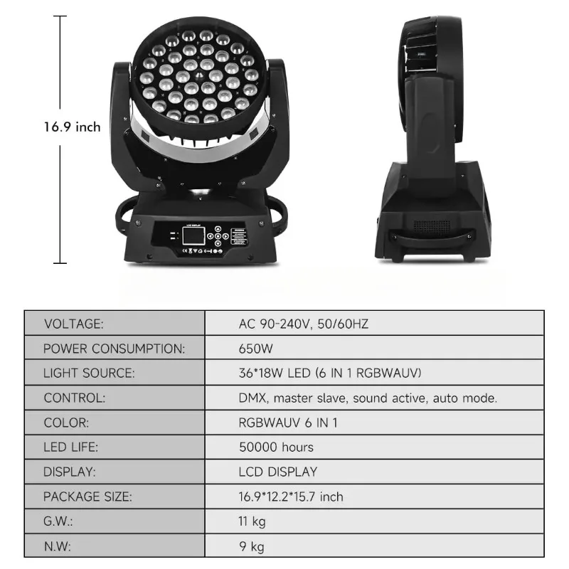 36x18W LED Zoom Wash Moving He – Dj Light Moving Head Stage Bewertung und Preis
